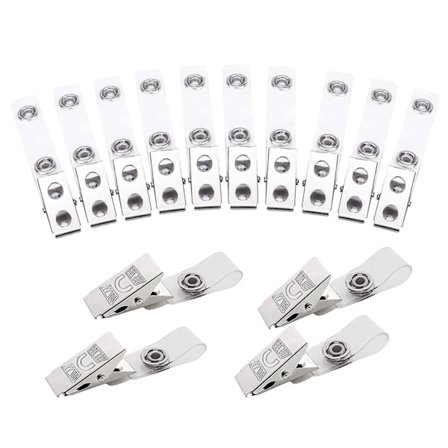 20 stk. metal badges clips, metal badges clips med klare PVC-stropper til ID-kort og badgesholdere navneskilte, arbejdsbadges