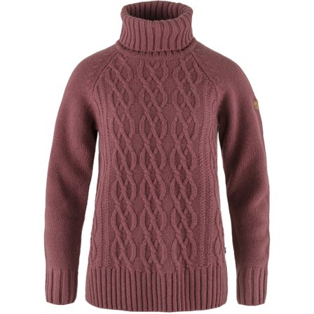 Fjällräven Women's Övik Cable Knit Roller Neck in Mesa Purple | Size: XS, Wool