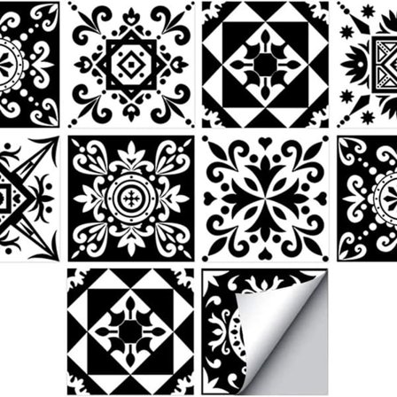 Itsekiinnittyvät seinälaattatarrat, koristeelliset seinätarrat, 15 x 15 cm KLB