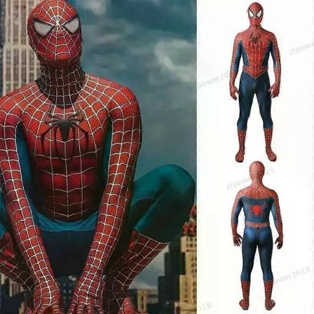 2025 Voksen Spiderman Tobey Maguire Cosplay Kostume Jumpsuit Fancy Dress Gave