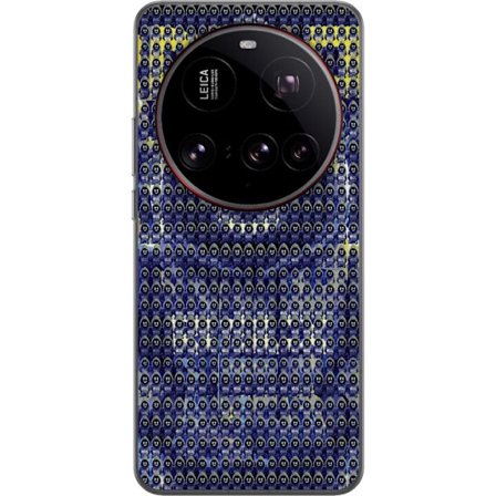 Kompatibelt Mobilskal till Xiaomi Xiaomi 15 Ultra Upprepande mönster med mystiska hoodie-figurer i blått och gult, grafisk gaming-inspirerad bakgrun