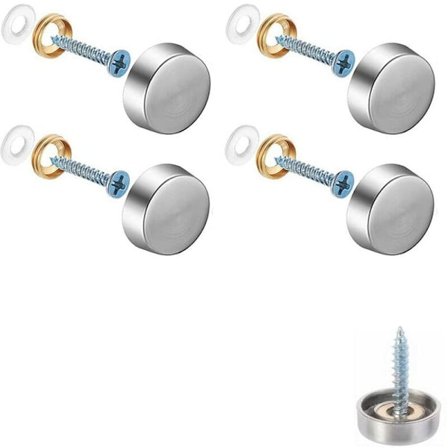 4 Pak Dekorative Spejlskruer, Dekorative Neglehætter, Poleret Rustfrit Stål Dekorative Skruer til Spejle, Glaskabinetter eller Møbler (0,63/16 mm)