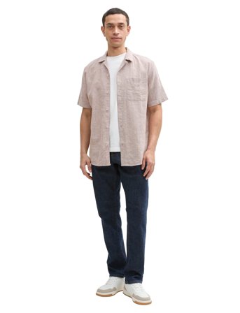 Tom Tailor Structured Cotton Linen Shirt - Beige - M