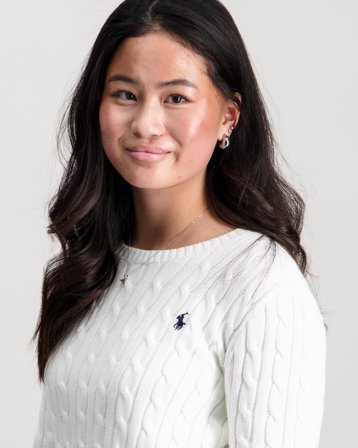 Polo Ralph Lauren Cable-Knit Cotton Sweater Hvid Trøjer Pige - Kids Brand Store