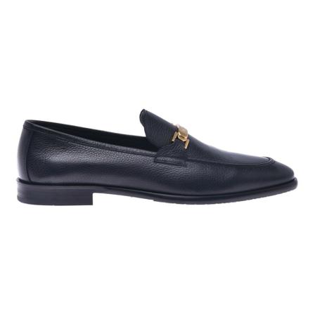 Baldinini Loafers in black tumbled calfskin Sort, Herre, Størrelse: 42 EU