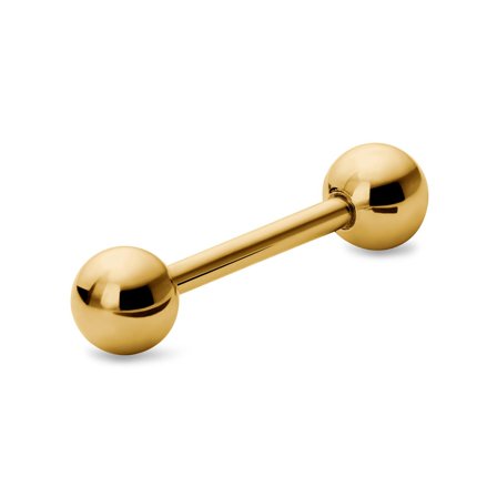 Barbell recto con bolas de acero quirúrgico dorado de 10 mm for Men - Joyas para piercing