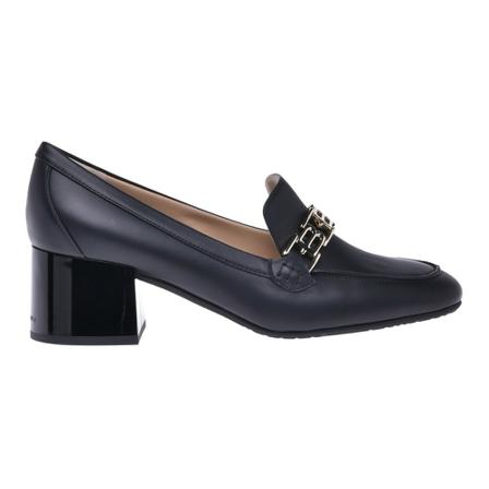 Baldinini Black calfskin leather loafers with heel Sort, Dame Pumps, Størrelse: 41 EU