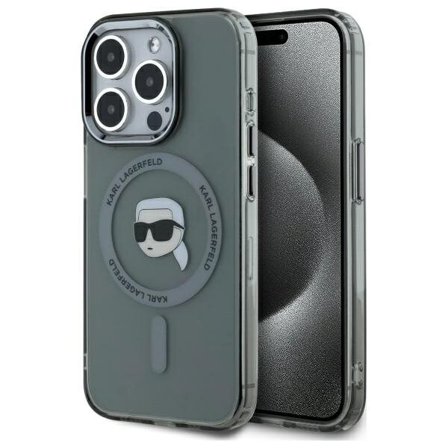 Karl Lagerfeld KLHMP15XHLSKIK iPhone 15 Pro Max 6.7" svart hardcase IML Metal Karl Head MagSafe