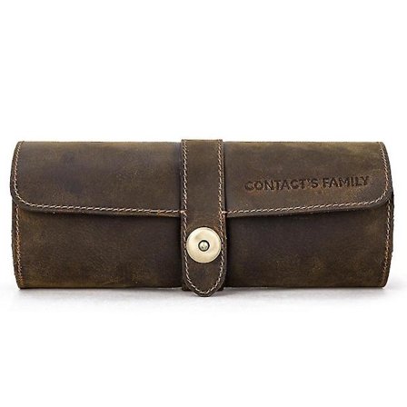 Urboks med 3 plasser for klokker, retro koffert i kveg-skinn