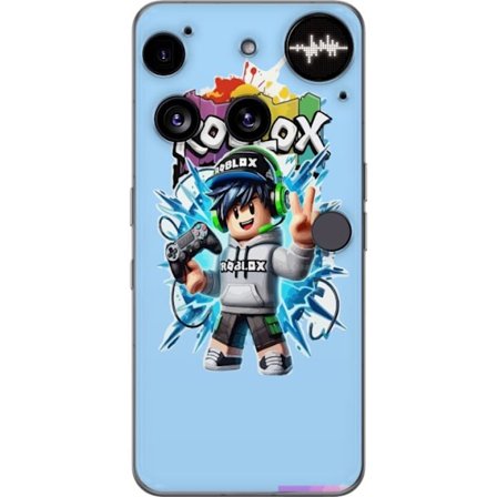 Yhteensopiva Puhelinkuori Nothing Nothing Phone (3) Värikäs Roblox-hahmo, jossa ohjain ja energinen splash art -suunnittelu, täydellinen lastenhuon