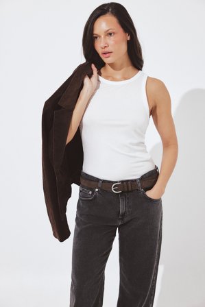 NA-KD weiches Ripp-Tanktop - Tops - Weiß - L