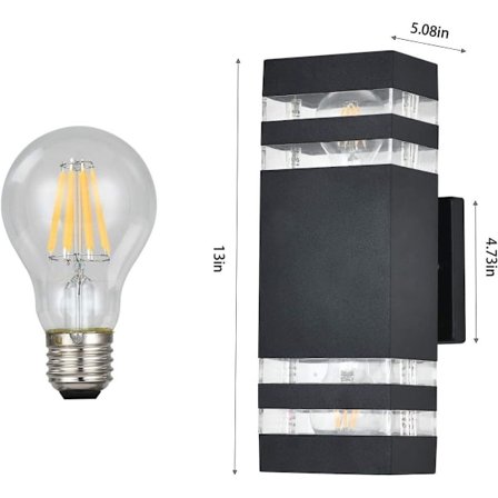 Utendørs vegglamper, svarte vanntette utendørs verandalamper