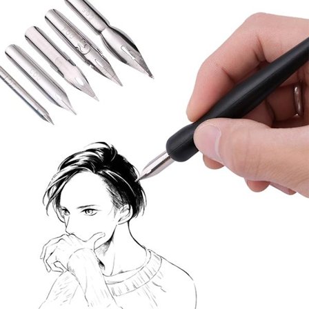 Anime Pen Tip Pen Sæt Kalligrafi Tegnesæt Værktøjssæt 5 Spids W