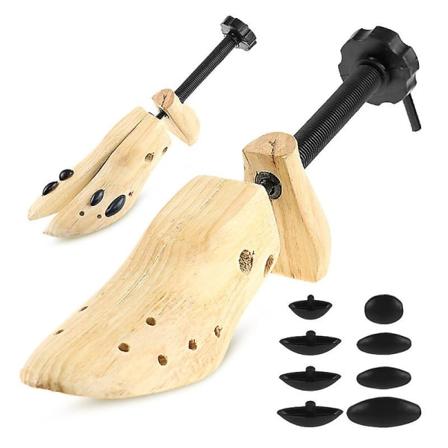 1 par träskosträckare 2-vägs skostöd shaper rack stövlar skostorlek trästräckare beige