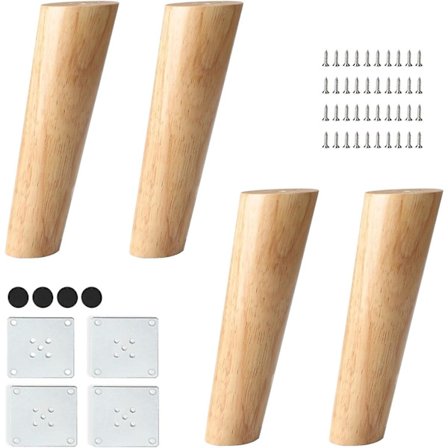 8 tum / 20 cm Trä Möbelben, Set om 4 Massivt Trä Sneda Koniska Möbel Ersättningsfötter med Monteringsplatta & Skruvar (FMY)