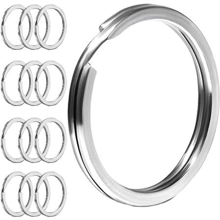 20-pack 304 rostfritt stål nyckelringar, 25 mm nyckelringar och 30 mm nyckelringar, platta nyckelringar, lämpliga för alla typer av nycklar, DIY, 