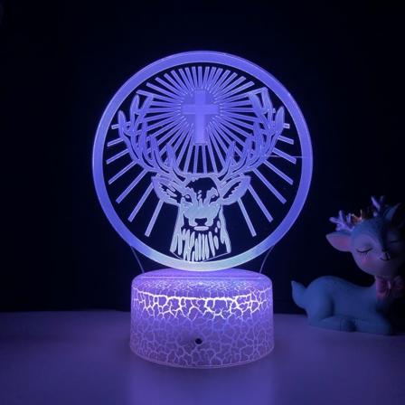 Qinwei Jagermeister Nattlampa 16 färger med fjärrkontroll 3D Illusion Lampa Dekorativa festljus för barns sovrum -- Crack Seat