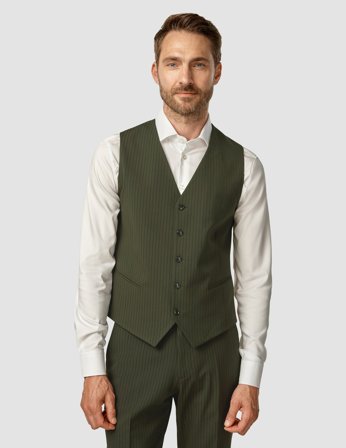 Shaping New Tomorrow - Essential Vest - Moss Green Pinstripe - Herre - Størrelse S