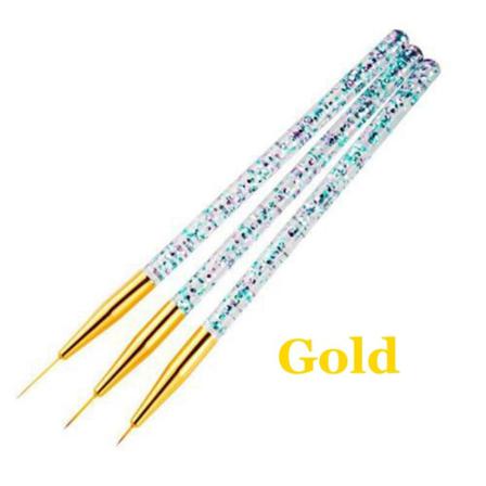 3st 7/9/11/15 Cm Nail Liner Penna Nagelborste Ritning Wire Kit Guld