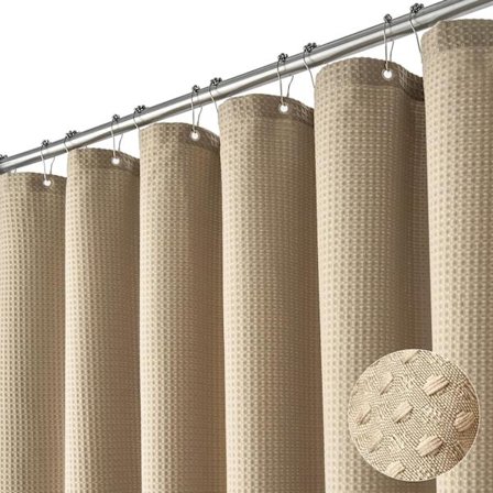 Muggbestandig dusjforheng - Vanntett baderomsforing - Enkel installasjon med kroker - Polyesterstoff - 180x180 cm - Kakifarge