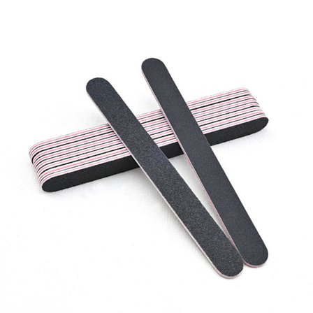 10 Kaksipuolista suoraa kynsiviilaa 100/180 - Mustat kynsiviilat