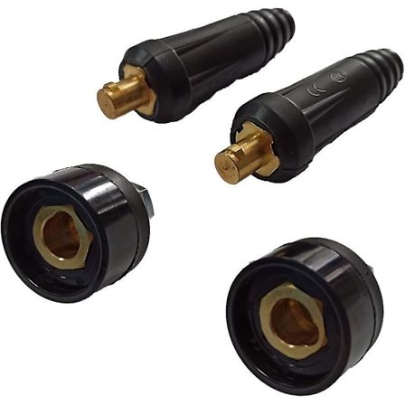 Hannøstik til Antenne Hurtigforbindelse 35-50mm Dkj35-50 200a til Svejsning (2 stk) + Hunøstik til Base Hurtigforbindelse 35-50mm Dkj35-50 200a (2 stk