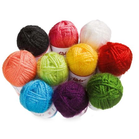 Akrylgarnsset, mini, 10 färger - Lyreco - Skola och förskola - Hobbymaterial - Garn