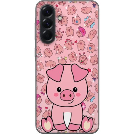 Samsung Galaxy A56 Genomskinligt Skal Kawaii Rosa Gris Söt Anime