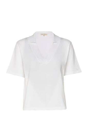 Esmae 2/4 Loose Polo Blouse Knit White Esme Studios