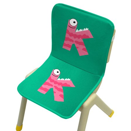 Mr. Bao, monsterbokstavssvamp, stolsdyna i ett stycke, förskolestolskudde, studentstolskudde, ryggstöd