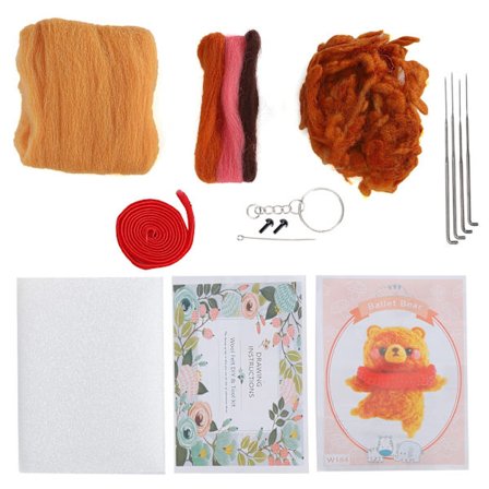 Nålefiltingsett Ull Kjemisk Fiber DIY Dyr Håndlaget Leke Kunst Håndverk for Nybegynnere (184# Balettbjørn)