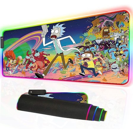 RGB Musmatta LED-ljus Gaming Musmatta med Gummibas Färgglad Datormatta Skrivbordsmatta för PC Laptop (35,4 * 15,7 tum) (9040rgblack)