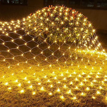 6m x 4m 672 LED net lyskæde, vandtæt og dæmpbar, velegnet til juledekorationer og arrangementer.