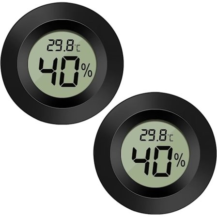 Svart rund, 2 st digital LCD utomhustermometer hygrometer Hy