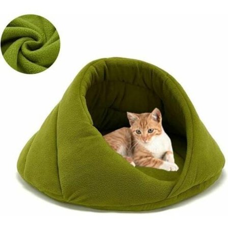 Mysig kattgrotta säng varm fleece kattsovsäck grotta och halvöppen husdjurskudde sängkorg