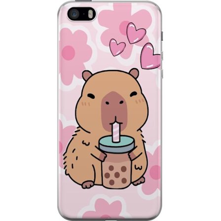 Kompatibelt Mobilskal till Apple Apple iPhone SE (2016) Kawaii Capybara Hjärtan Anime Stil Söt Design Djurmotiv TikTok Populärt Present Tjej