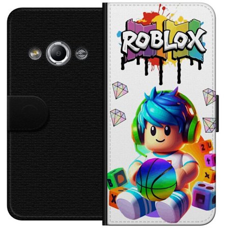 Kompatibel Tegnebogsetui til Samsung Galaxy Xcover 3 Farverig Roblox-illustration med spilkarakter, legetøj og energi, perfekt til gamingfans og bør
