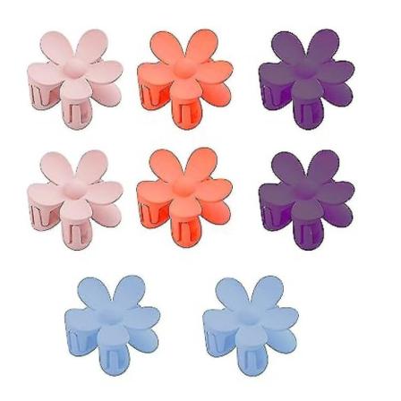 8 stk Flerfarget abs-materiale Blomstformet hårklips for daglig bruk for kvinner Hårgrep Friskt hårklips Hårtilbehør