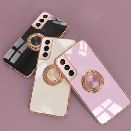 Samsung S23 Plus - Luksuriøst Stilfuldt cover med ringstander fu White one size