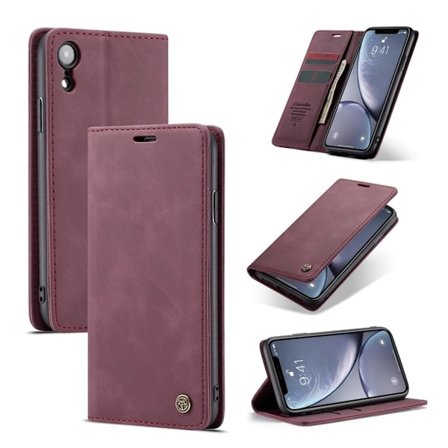 CASEME iPhone Xr læder flip cover - Vinrød
