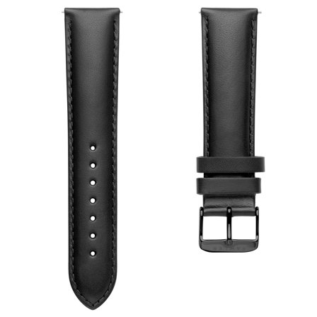 Bracelet de montre en cuir noir avec boucle noire - 22 mm pour hommes - Bracelets de montres - pour Hommes - Fawler