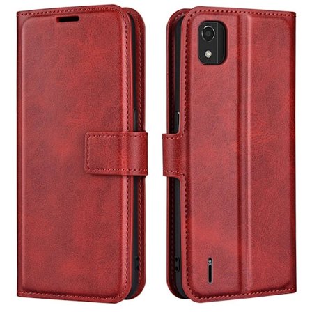 Nokia C2 2nd Edition nahkainen lompakokkotelo - Punainen