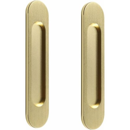 Oval Självhäftande Skjutdörrhandtag, Stansfritt, Lämpligt för Skjutbara Ladugårdsdörrar, Fönster, Garderober (18cm Borstad Guld)