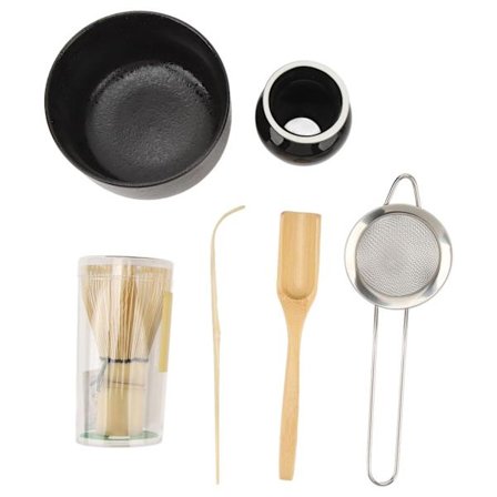 Matcha-seremoniasetti käsintehty vispilä kauha kulho suodatin hienoon teen valmistukseen musta