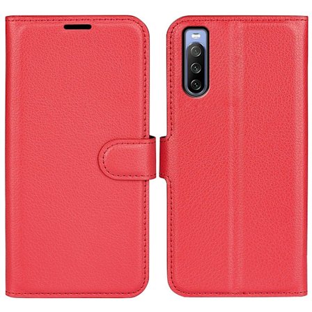 Sony Xperia 10 IV Fodral Litchi Läder Röd