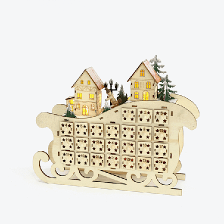 Julekalender i tre, LED-boks nedtelling til jul, julekalender, julepynt