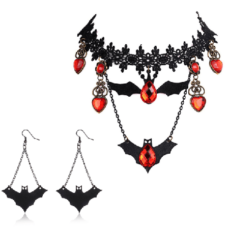 Vintage svart choker-halskjede for kvinner og jenter til Halloween
