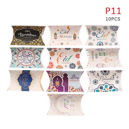 10 st EID Mubarak kudde form godis lådor Ramadan Kareem dekor 1