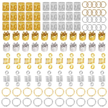 Hårflette Mansjettsett med 110 Hårflette Dreadlock Perler Mansjetter Klemmer Flettespiral