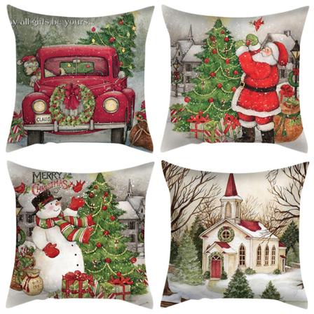 Heittotyynynpäällinen Vintage Joulukoriste 4 kpl 45*45cm
